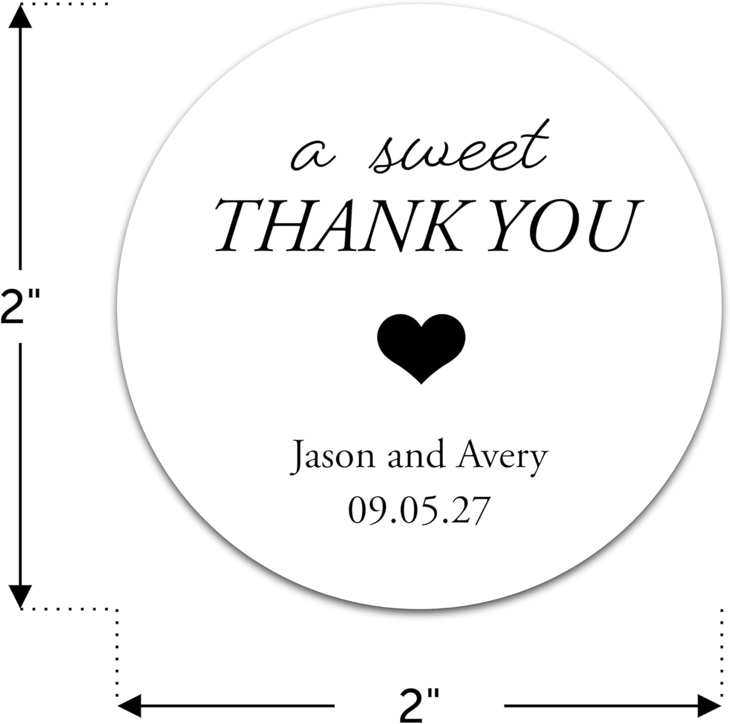 Personalized Wedding Stickers - Custom Wedding Envelope Seals for Invitations, Thank You Cards, and Save The Date (50-1000 Stickers) (Sweet Thank You)