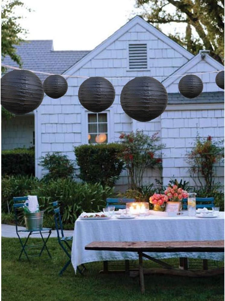 BEISHIDA Black Round Paper Lanterns Decorative Hanging Asia Chinese Japanese Paper Lanterns Lamp for Birthday Wedding Halloween Home Decor Party Decoration（10 Packs）