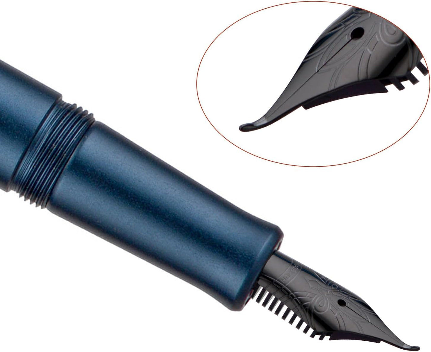 Hongdian M2 Black Forest Mini Fountain Pen, Bent Nib & Sleek Shape Aluminium Short Pocket Travel Pen (Midnight Blue)