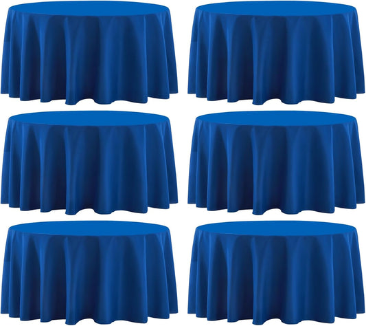 Round Tablecloth 6 Pack 108 Inch Royal Blue Tablecloths Washable Decorative Linen Polyester Table Clothes Cover for Dining Table Banquets Buffet Parties and Wedding