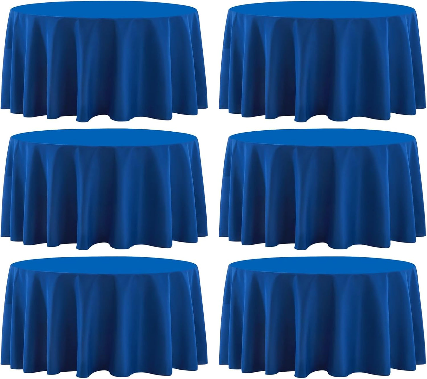 Round Tablecloth 6 Pack 90 Inch Royal Blue Tablecloths Washable Decorative Linen Polyester Table Clothes Cover for Dining Table Banquets Buffet Parties and Wedding