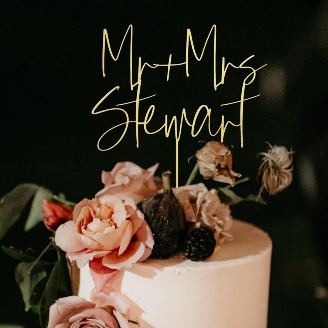 Wedding Cake Toppers, Wedding Cake Toppers Bride and Groom, Custom Cake Topper, Customize Your Own Anniversary Mr and Mrs Cake Topper (Design 3)