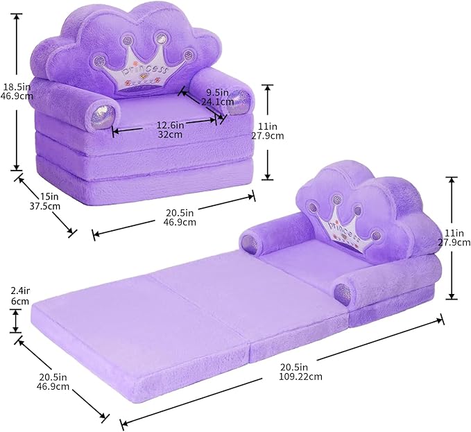 MOONBEEKI Toddler Chair Comfy，Foldable Princess Couch - Image 3