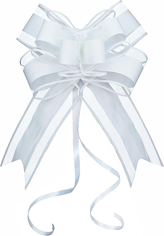 WEWILUCK White Gift Bow, Big White Pull Bows for Gift Wrapping, Wedding, Christmas, Valentine's Day, Presents, Flower Basket Decor(6 inches, 15PCS)