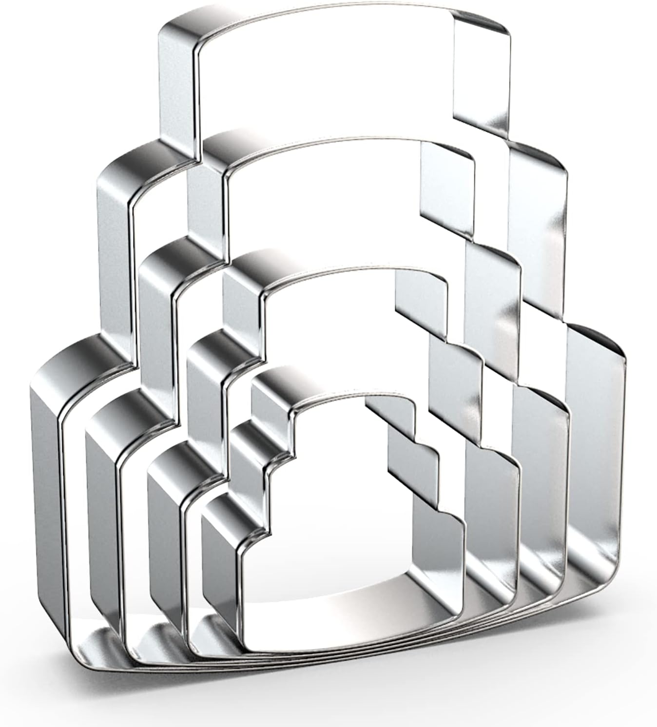 Wedding Cake Cookie Cutter Set - 4 Piece Assorted Sizes (5", 4", 3", 2") - Stainless Steel