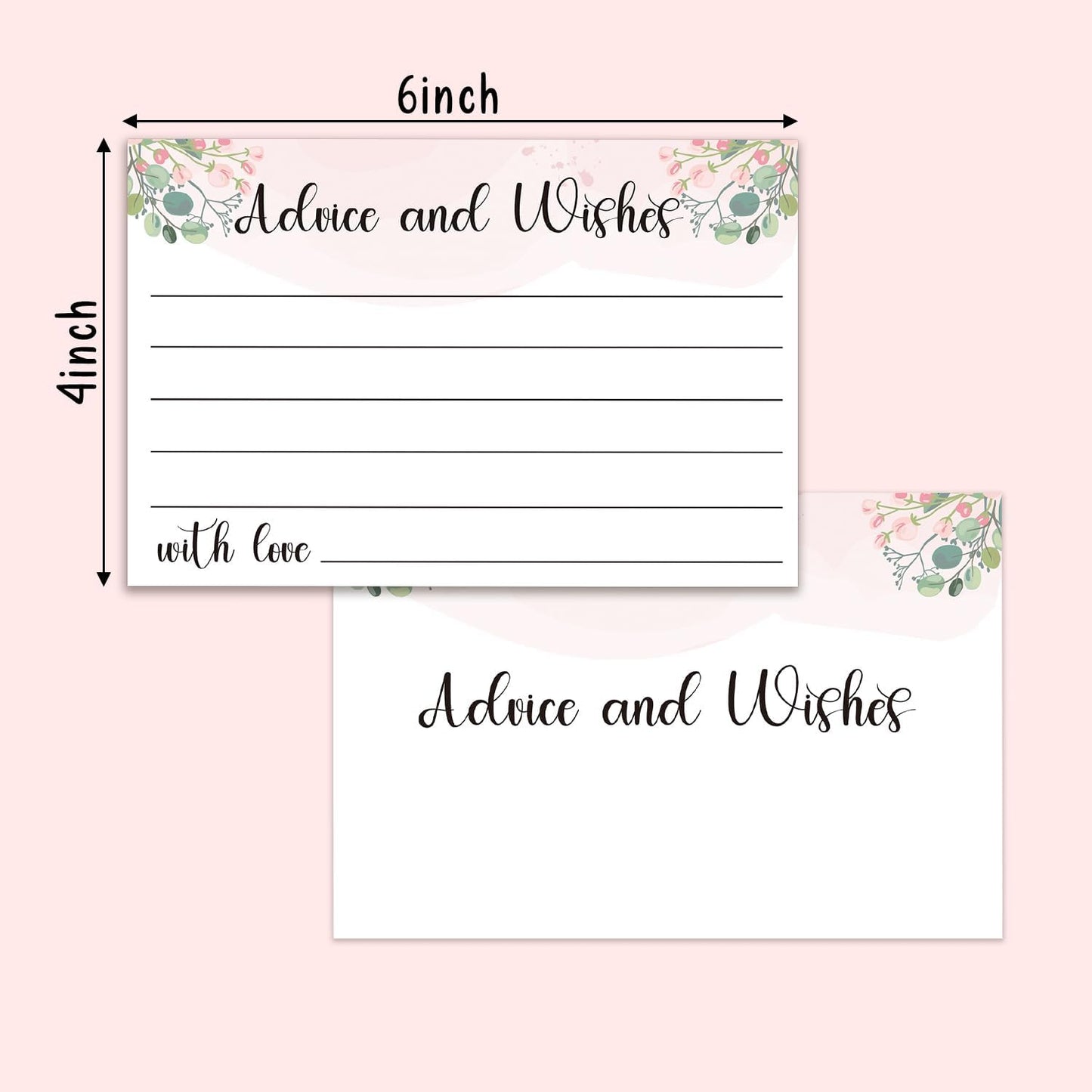 Floral Advice and Wishes Cards, Double-sided Blank Cards Suitable for Weddings, Bridal Showers, Mr and Mrs, The Bride and Groom, Baby Shower, Engagement Party, Pack of 25-03