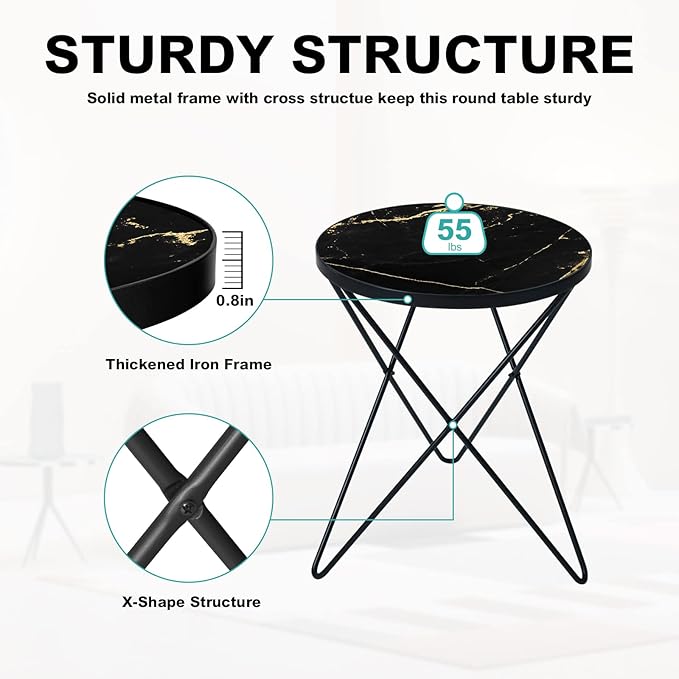 HLR Modern Round Side Table, End Table - Image 4