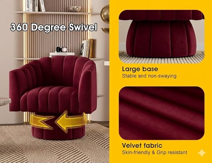 Dewhut Swivel Accent Chair, 360° Swivel Barrel Chair - Image 6