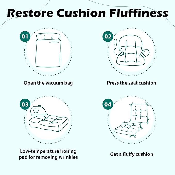 Set of 2 Outdoor Indoor Rocking Chair Cushion Square Wicker Seat Cushion - Image 7