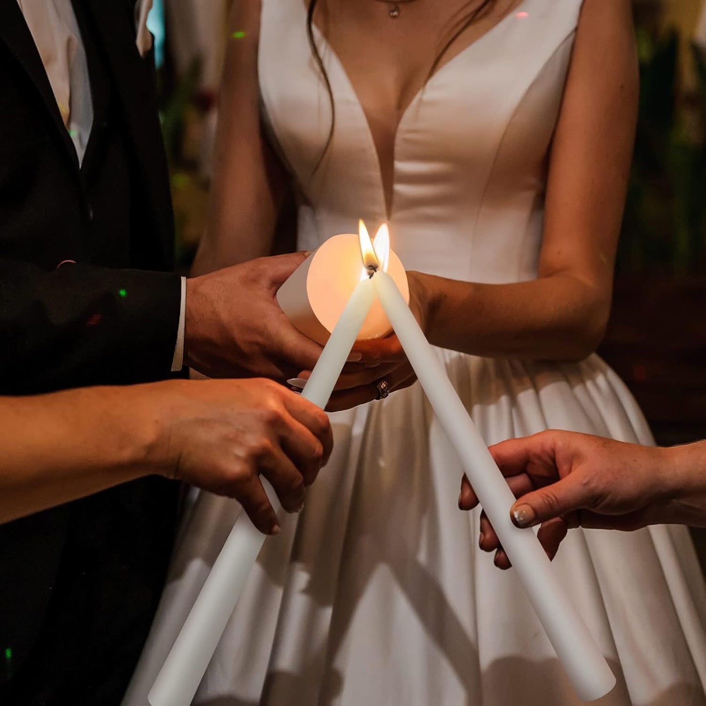 Frienda Unity Candles for Wedding Ceremony Set Wedding Unity Taper Candles Catholic Religious Ceremony Accessories(Leaf Style)