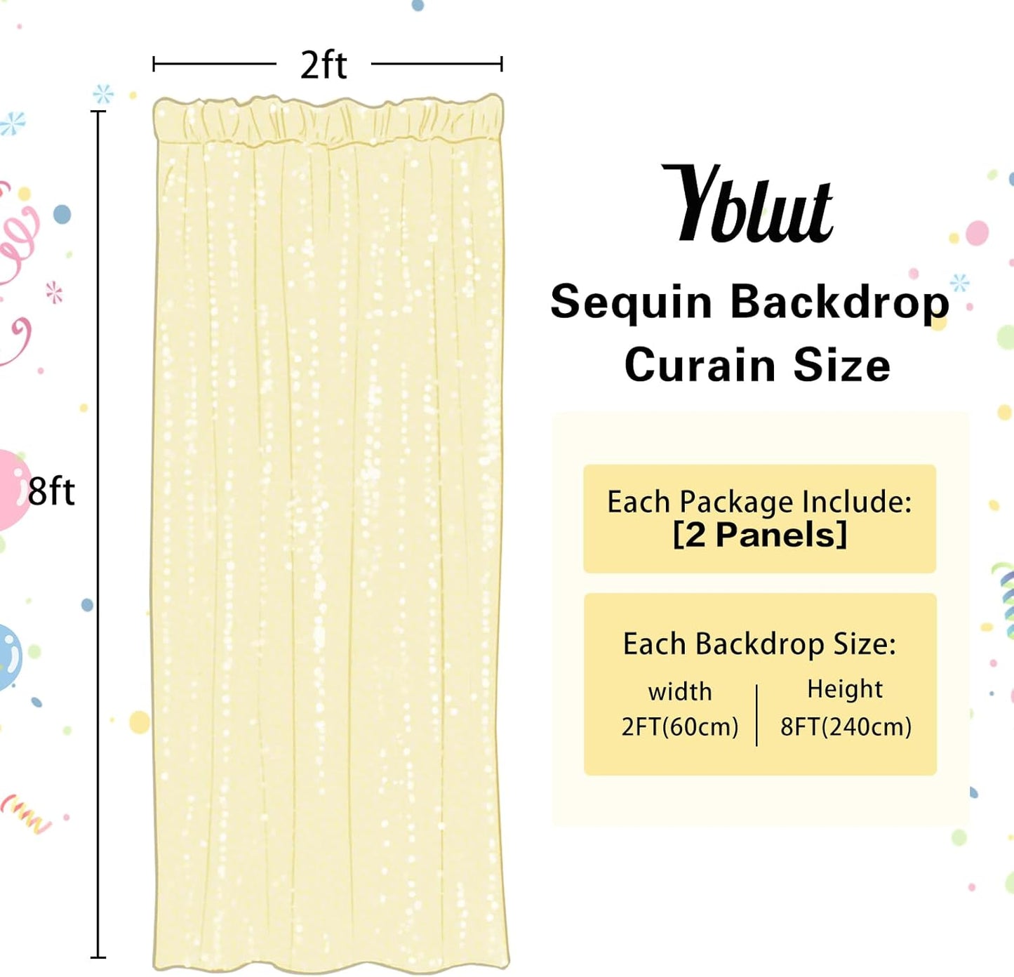 Fuchsia Sequin Backdrop Curtain 2 Pieces 2FTx8FT Glitter Photography Backdrop for Party Wedding Birthday Christmas Decorations