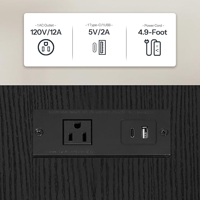 HOOBRO Side Table with Charging Station, Nightstand with 2-Layer Storage Shelves - Image 6