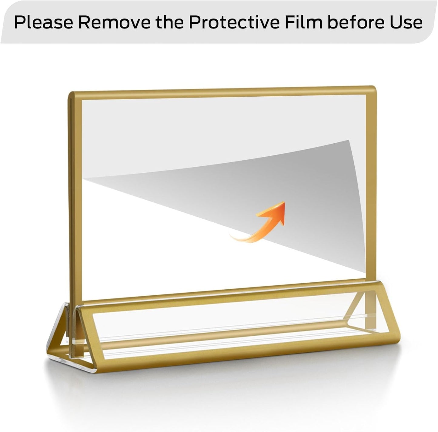 Smarpau 6x4 Gold Acrylic Sign Holder, 16 Pack Wedding Table Number Holders with Horizontal Stand, Double Sided Photo Picture Frames Stands, Flyer Stand, Paper Display Stand for Cafe, Restaurant