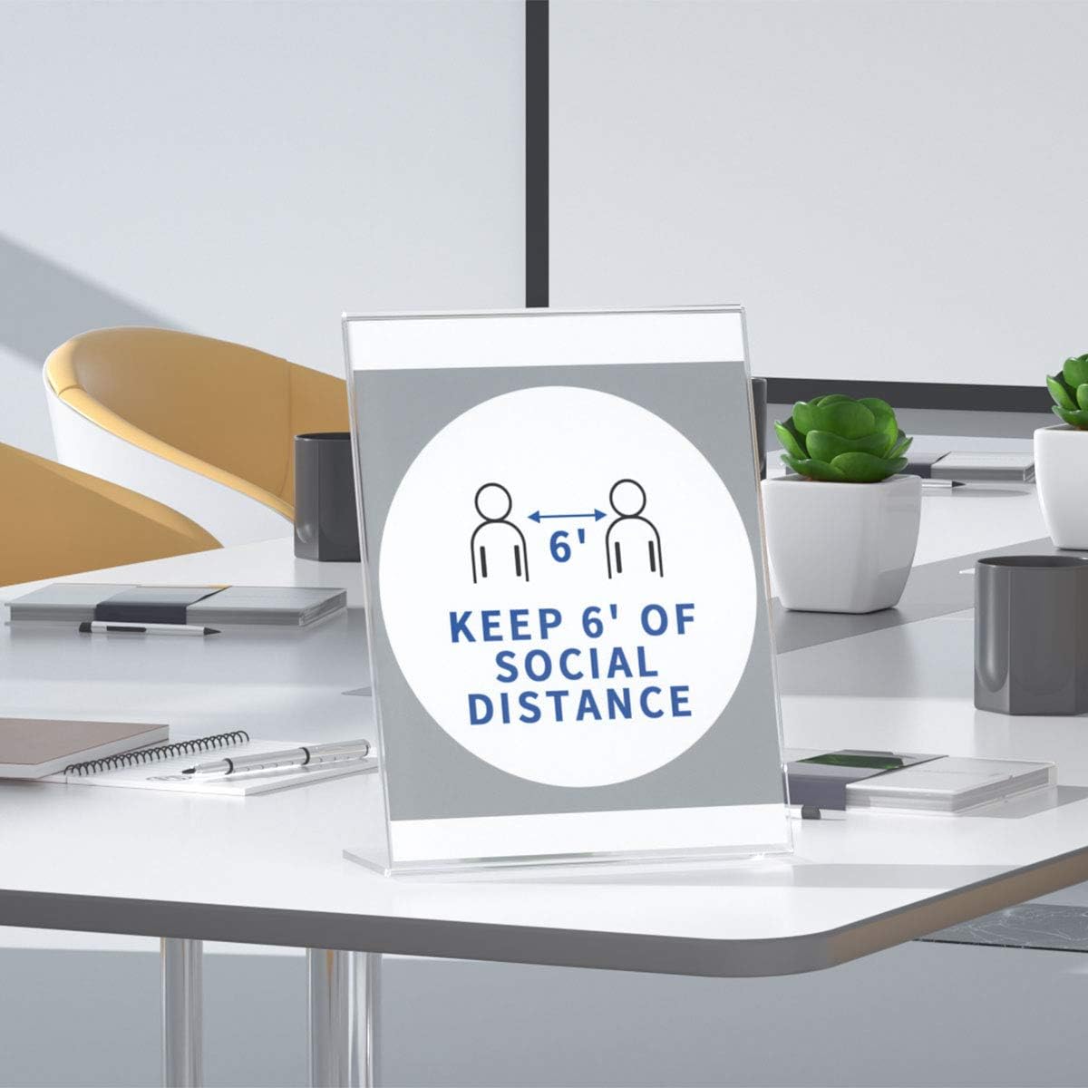 NIUBEE 6Pack Slant Back Acrylic Sign Holder 4x6 inches, Clear Vertical Picture Frames, Desktop Flyer Holder Document Holder Paper Display Stand