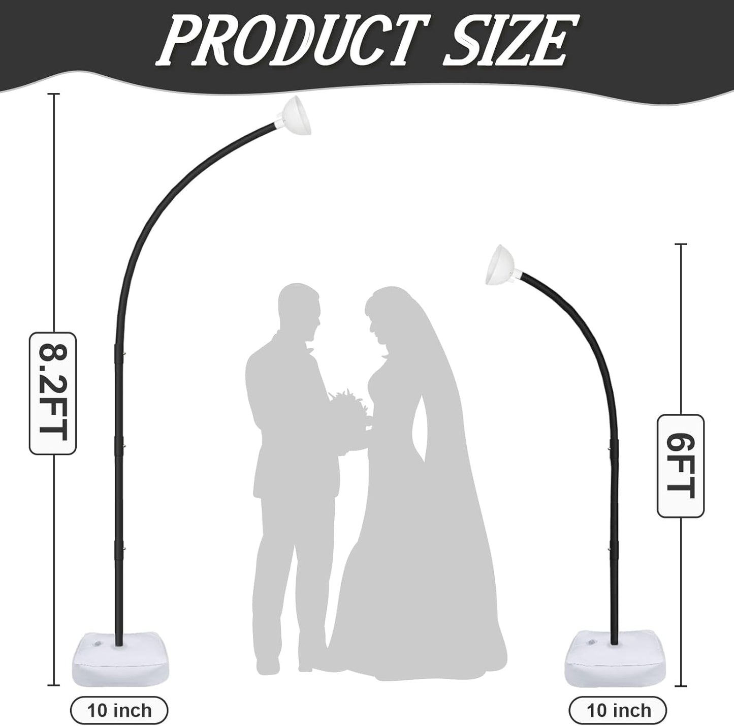 AerWo [Upgraded] Balloon Arch Kit Stand, 8.2ft+6ft Half Arch Balloon Stand with Base, Free Bending Top Balloon Arch Frame Curve for Floor, Perfect Birthday Wedding Halloween Decorations