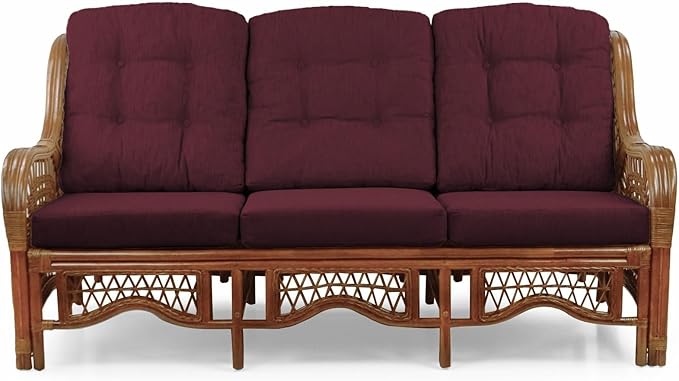 Malibu Lounge Set of 4: 2 Natural Rattan Wicker Chairs, Three-Seater Sofa - Image 8