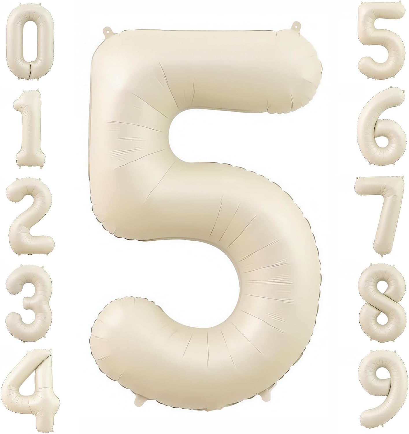 Cream 5 Balloon Number 40 Inch Cream White Number 5 Balloon Helium Mylar 5 Balloon for Birthday Party Decoration