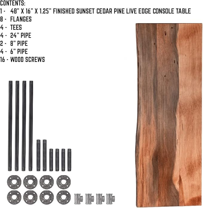 Restore by Pipe DÉCOR Live Edge Wood Console Table 48 in. x 16 in. x 34 in. - Image 8