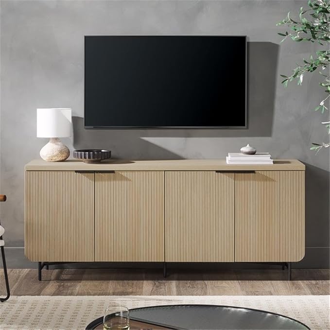 Walker Edison Reema Fluted 4-Door Kitchen Sideboard Buffet Console, 69 Inch - Image 8