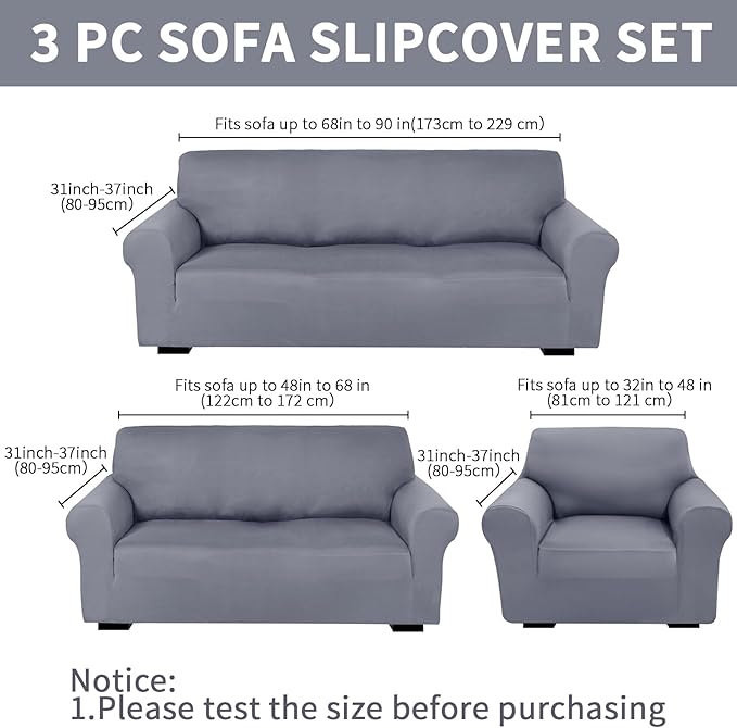 Peryiter 3 Pcs Couch and Loveseat Covers Set Sofa Cover - Image 2