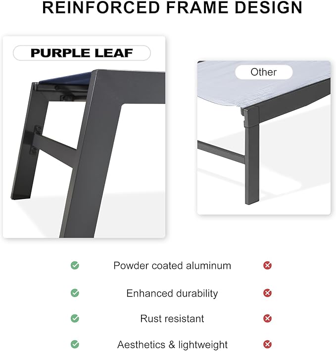 PURPLE LEAF Outdoor Patio Chaise Lounge Set of 4 Aluminum Lounge Chair - Image 6