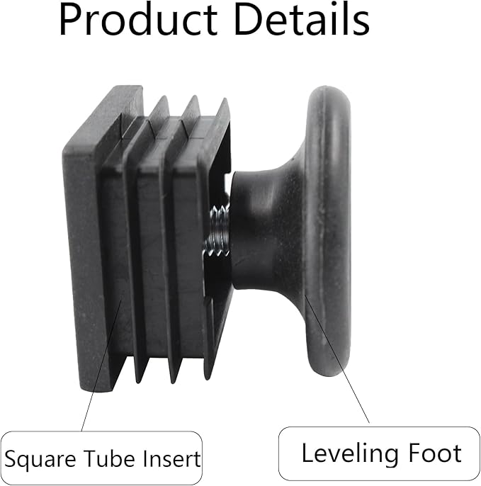 8Pcs Adjustable Leveling Feet 38 x 38mm Square Insert Kit Furniture Glide - Image 4