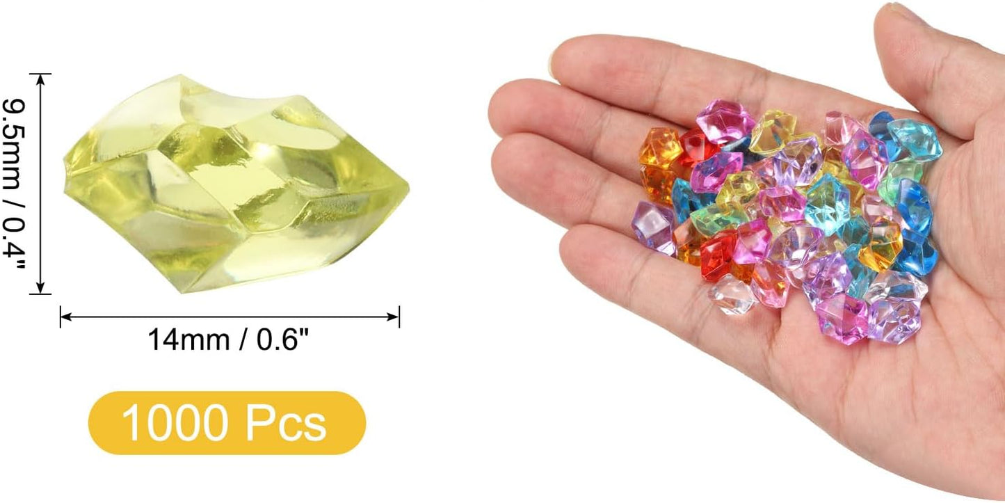 uxcell 1000pcs Fake Ice Rocks, Dazzling Clear Resin Crushed Ice Sparkling Fake Diamonds Gem Stones for Vases Fillers Table Scatter, Theme Party Favors, Gold