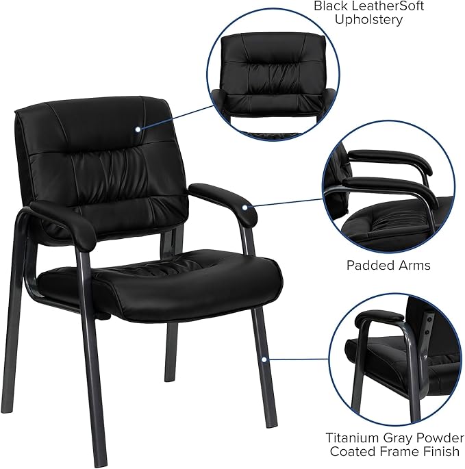 Flash Furniture Haeger Black LeatherSoft Executive Side Reception Chair - Image 4