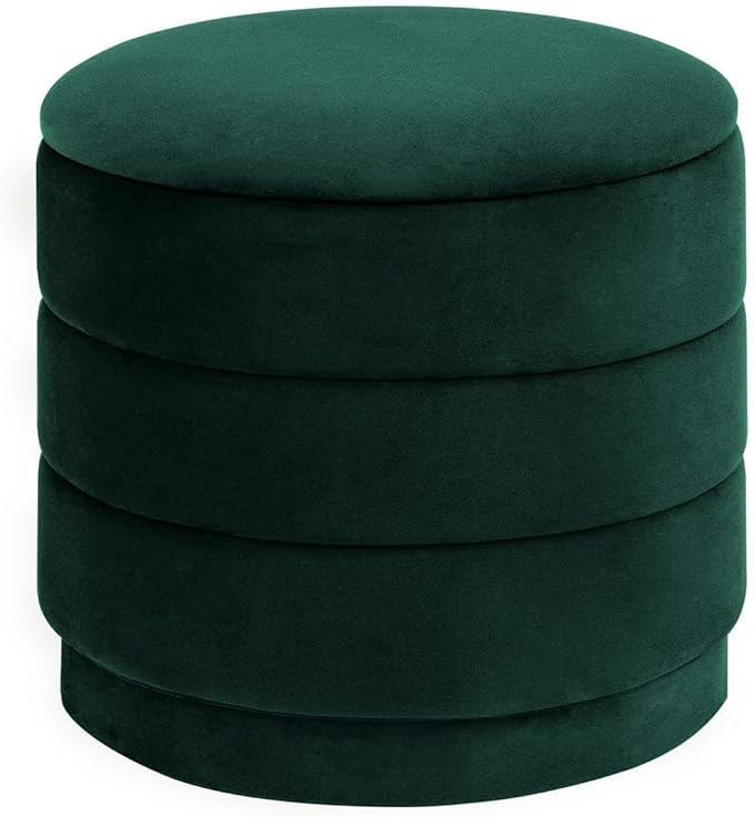 15" Upholstered Round Velvet Ottoman - Image 3