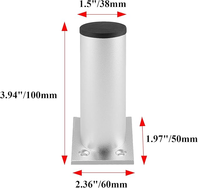 Set of 4 Furniture Legs 4 Inch, Adjustable Aluminum Alloy Cabinet Legs - Image 3