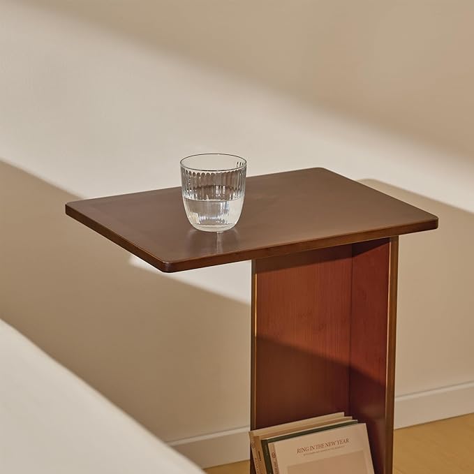 RECCI Solid Bamboo C-Shaped End Table Set of 2 - Image 6