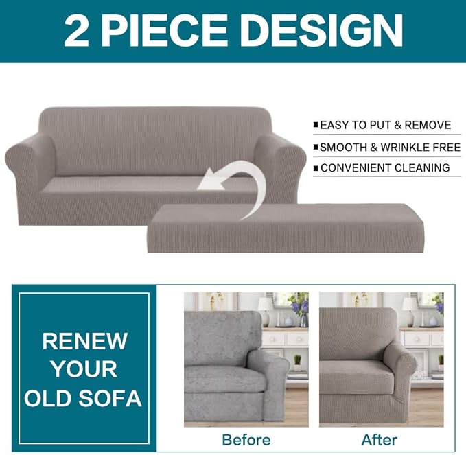 Turquoize Stretch Sofa Slipcover 2 Pieces Sofa Cover Couch Cover - Image 4