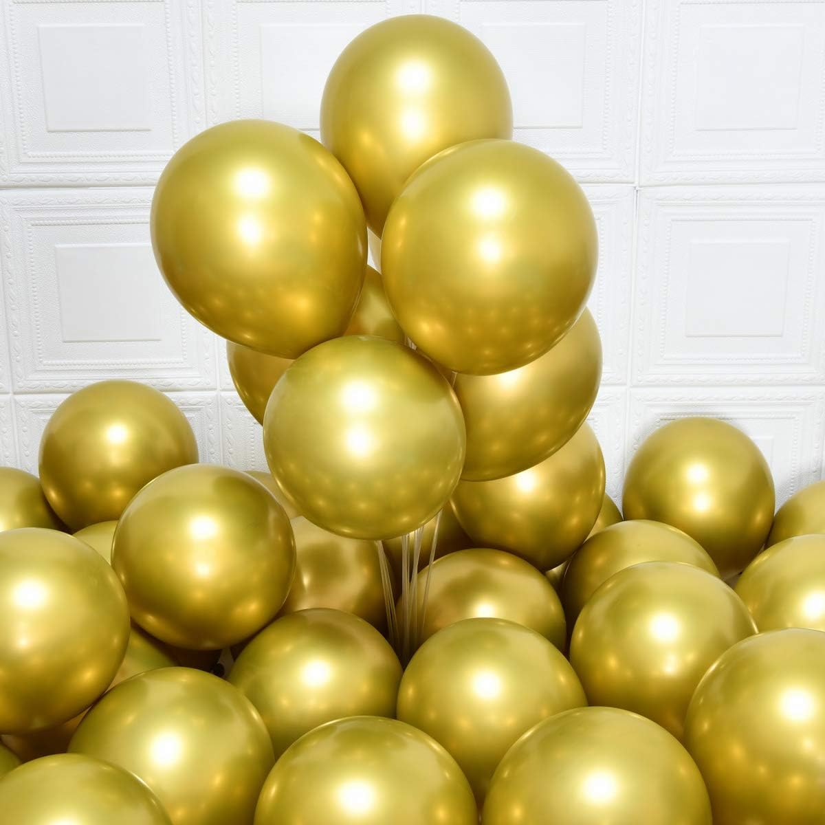 Gold Balloons Party Balloons 12inch 50Pcs 3.2g Latex Metallic Balloons Chrome Balloons Birthday Balloons Shiny Balloons Party Decoration Wedding Birthday Baby Shower Christmas Party - Metallic Gold
