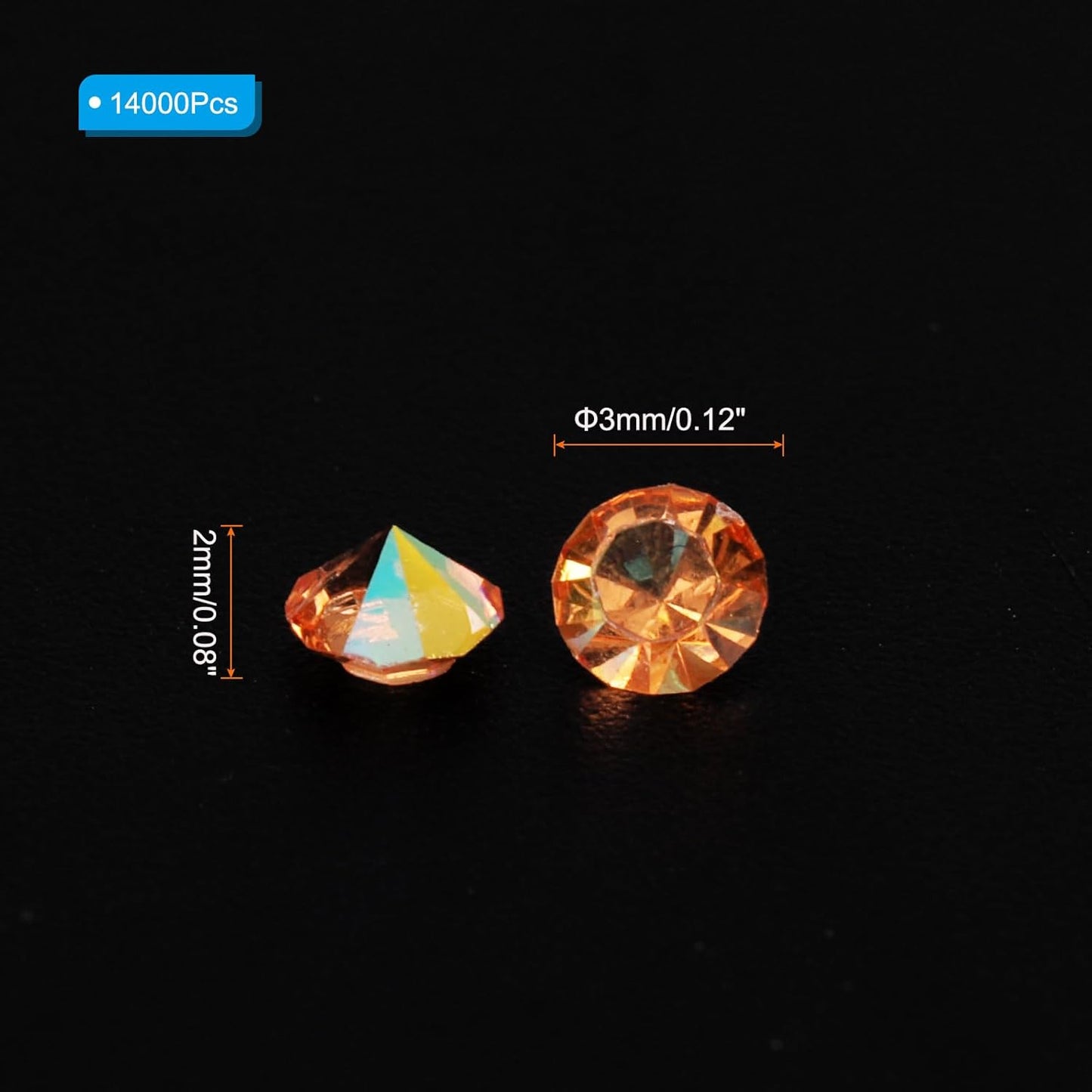 PATIKIL 14000Pcs Wedding Table Scatter Confetti Crystals 3mm Acrylic Diamonds Vase Fillers Gems for Table Centerpiece Decorations Bridal Shower Party, Orange AB