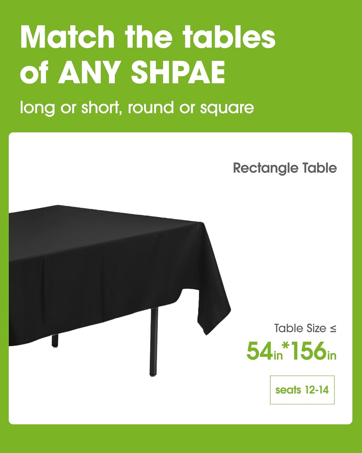 Pureegg Plastic Table Cloth Disposable 10 Pack, 54 x 156 Inch Table Cloths, Halloween Party Decorations, Summerween Decor, Halloween Tablecloths, Rectangle, Plastic Cover, Leakproof & Sturdy, Black