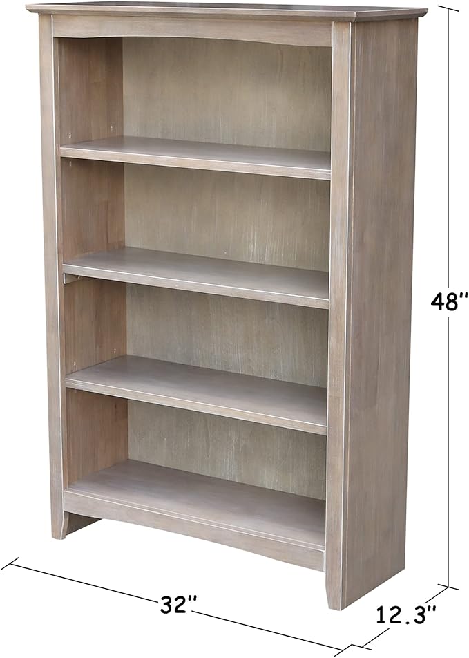Shaker Solid Wood Bookcase, Washed Gray Taupe - Image 3