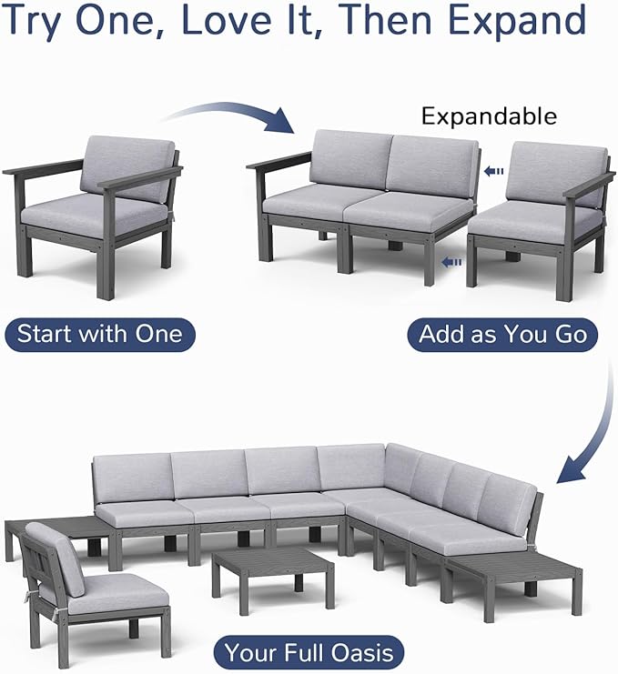 Stoog 11-Piece Patio Furniture Set, All-Weather Outdoor Sectional Sofa Set - Image 4