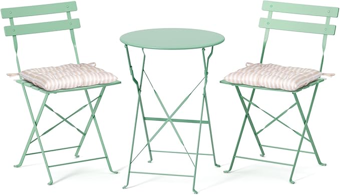 VINGLI Outdoor Folding Bistro Table and Chairs Set of 2, 3-Piece Bistro Set by VINGLI