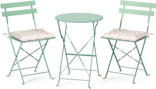 VINGLI Outdoor Folding Bistro Table and Chairs Set of 2, 3-Piece Bistro Set by VINGLI