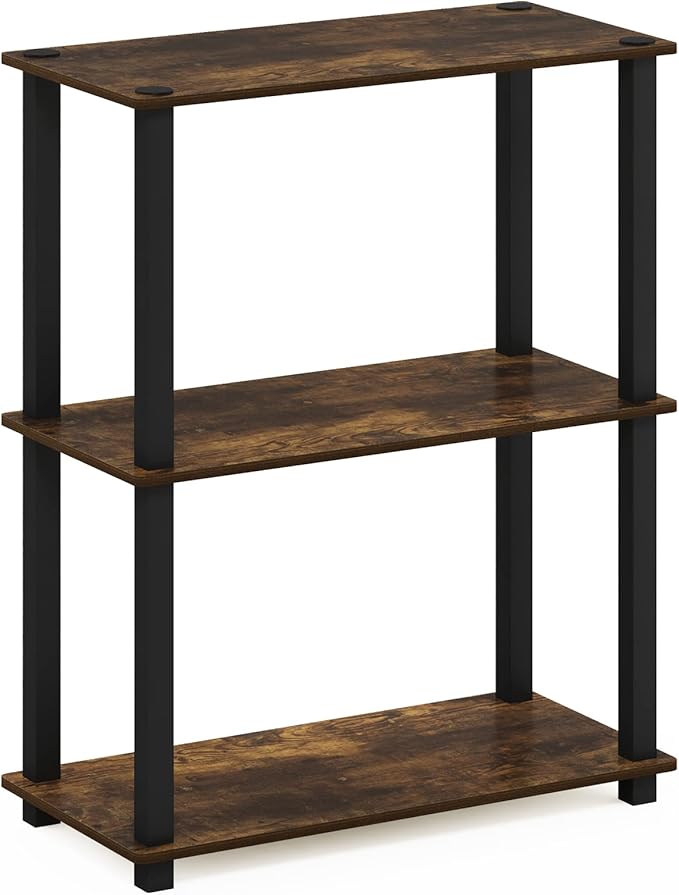 Furinno TURN-S-TUBE Storage Shelves, 3-Tier Book Shelf, Corner Shelf, Toolless - Image 6