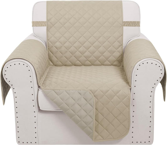 Recliner Chair Covers Reversible Sofa Cover Couch Cover for Pets Lazy Boy Furniture Protector(23''Chair,Sand/Beige)
