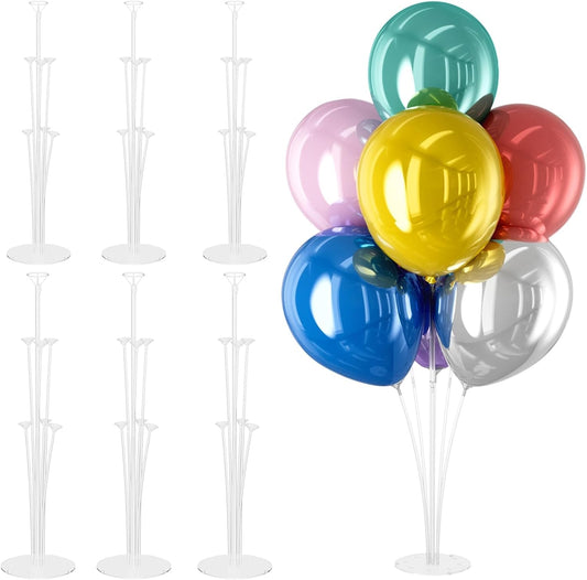 6 Set Balloon Stand Kit - Table Stands With Base, Easy Assembly Sticks, Reusable Holders for Baby Showers, Weddings, Birthdays, Party Decorations