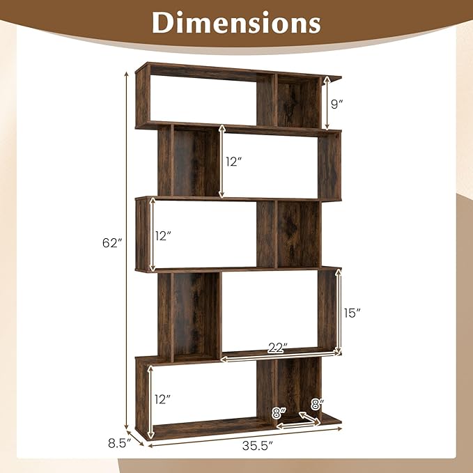 Giantex 5-Tier Bookshelves Set of 2, 10-Cube Geometric Bookcase - Image 3