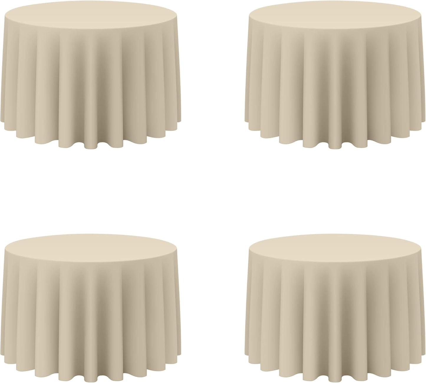 BRILLMAX 4 Pack Beige Round Tablecloths 108 Inch - Circle Bulk Linen Polyester Fabric Washable Table Cloth Cover for Wedding Reception Banquet Birthday Party Buffet Restaurant