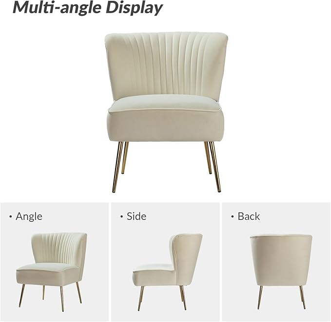 HULALA Home Velvet Accent Chair Set of 2, Modern Armless Upholstered Side Chair - Image 7
