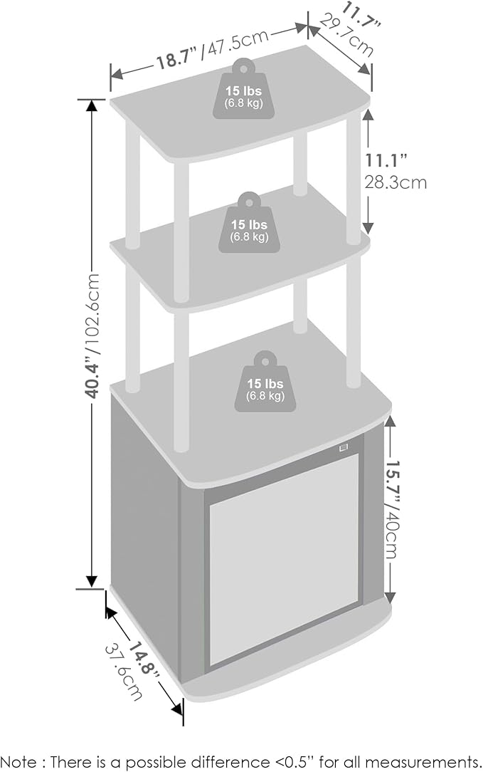 Furinno Turn-N-Tube Side Table, 3-Tier NO Heat Fireplace End Table - Image 3