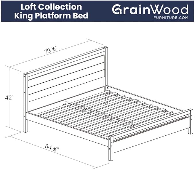 Grain Wood Furniture Loft King Size Solid Wood Bed - Image 2