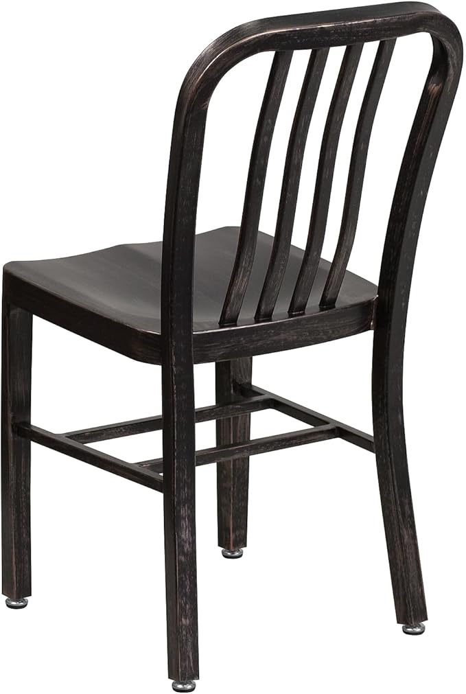 Flash Furniture Commercial Grade Black-Antique Gold Metal Indoor-Outdoor Chair - Image 5