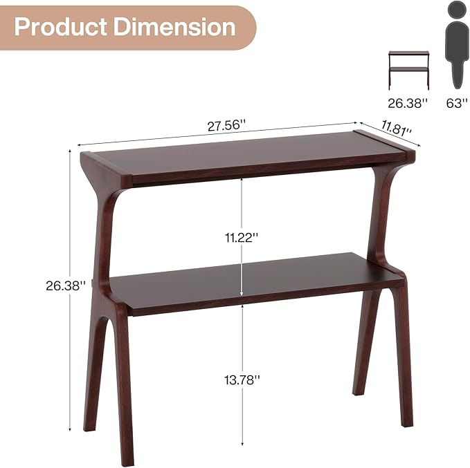 Solid Wood End Table, 2-Tier Side Table - Image 2