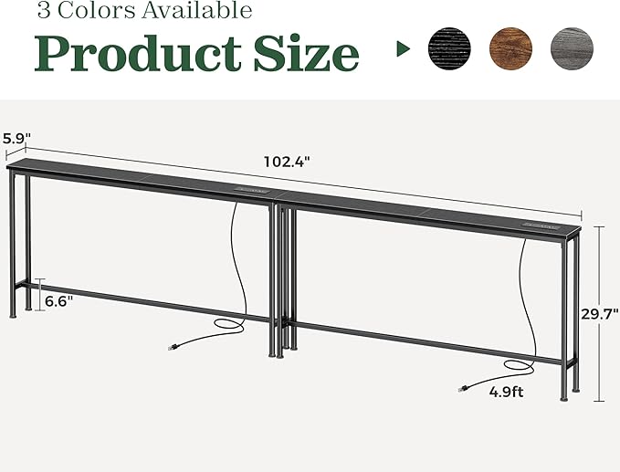 SUPERJARE 102.4 Inch Sofa Table - Image 3